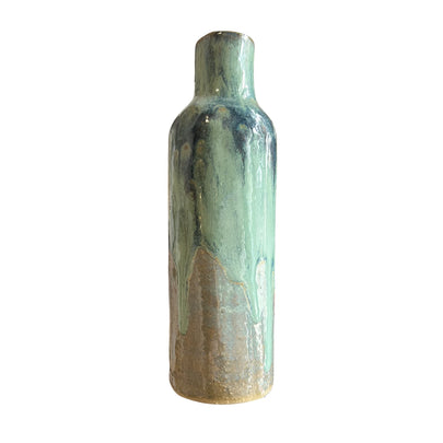 Dora Klay Pottery Green Drip Vase Small