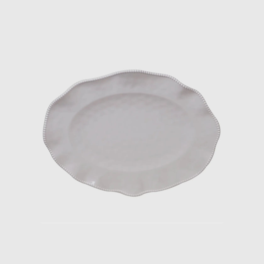 Perlette Cream Melamine Oval Platter - 18” x 13.5”