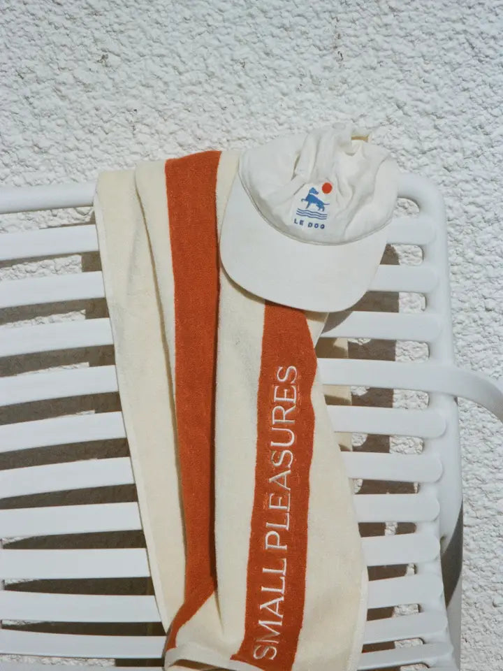 Small Pleasures Book Beach Towel - Orange/White Stripe