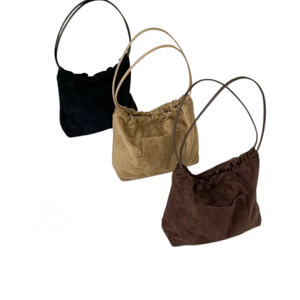 Stella Soft Suede Gathered Bag - Camel